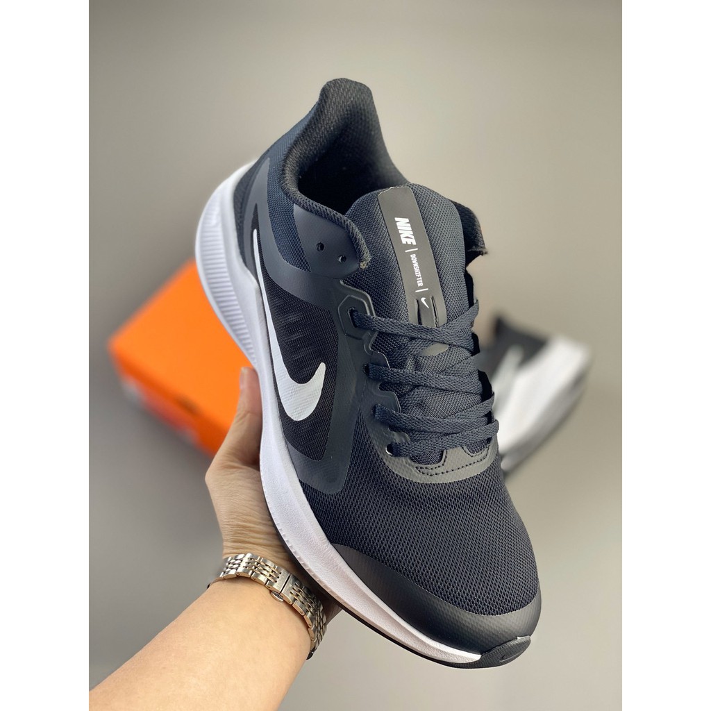 black and white running shoes