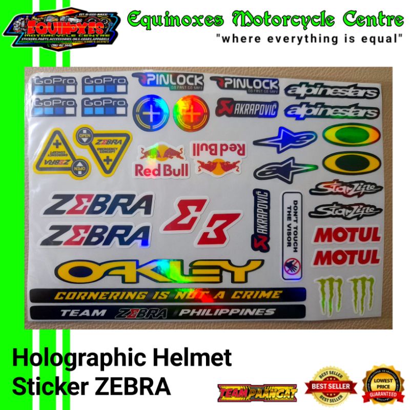 Helmet Sticker Visor Holographic Zebra Brand Shopee Philippines