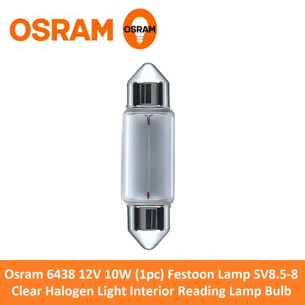 Osram 6438 12V 10W (1pc) Festoon Lamp SV8.58 Clear Halogen Light
