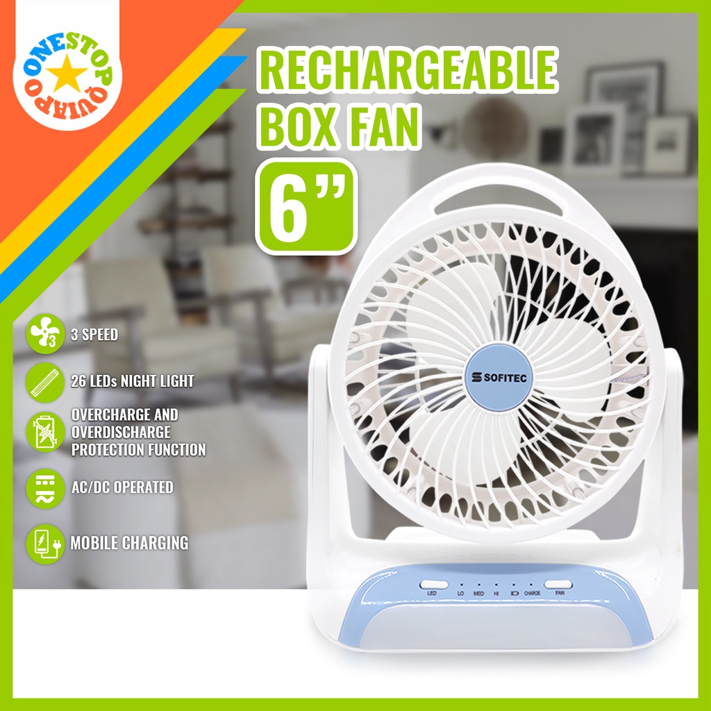 OSQ 2in1 Rechargeable Fan with Led Light Portable Box Fan Electric Fan ...