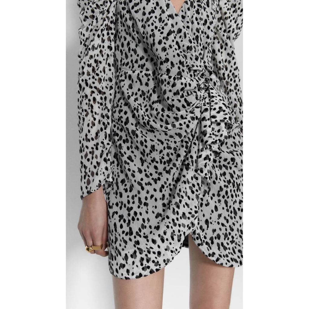 zara black and white animal print dress