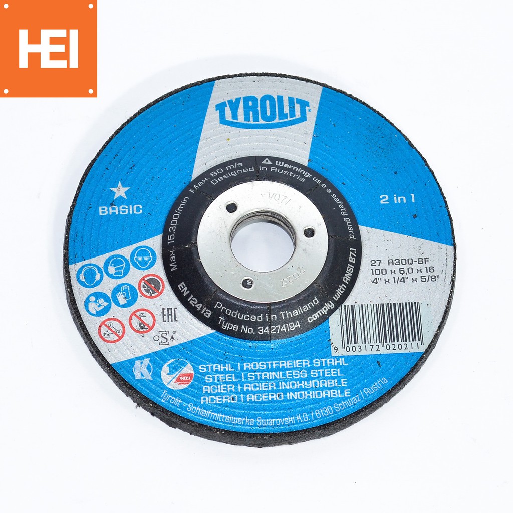 Tyrolit 4" Grinding Disc Classic PER PIECE (100 x 6 x 16mm) Shopee