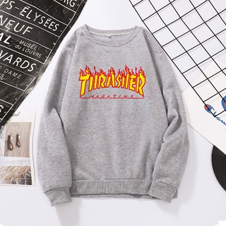CINDYC Thrasher Flame Printed (Sweatshirts/Tee) Tops Plus Velvet Sweatshirts Coat Couple Wear New Autumn Winter Long Sleeve No Hood Jacket Outerwear #3