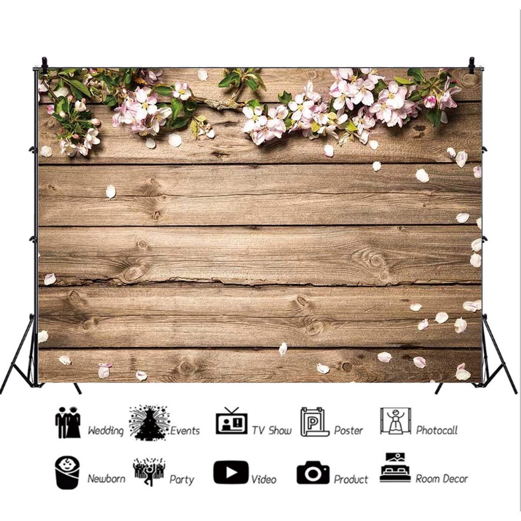 80x150cm 3x5ft Flower Wood Wall Wedding Photo Backdrop Photography