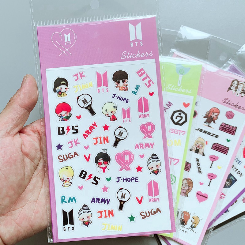 kpop bts blackpink got7 twice seventeen transparent pvc sticker