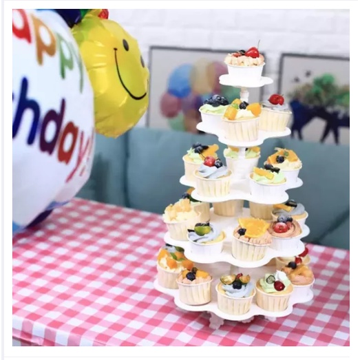 5-Tier Plastic Cupcake Holder White Display Stand Levels Wedding Birthday Party | Shopee Philippines
