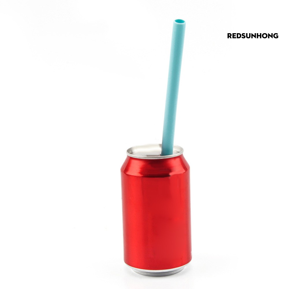 COD※ Juice Beverage Reusable Travel Straight Silicone Drinking Straw Pipe