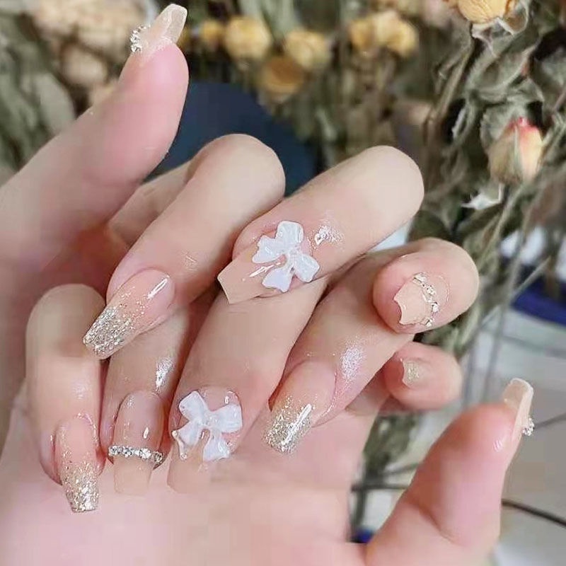 IN STOCK】24Pcs Fresh Lovely Fashion Fake Nails with gule Finished Nail  Patch Short Fake Nails Wearable Nails Stickers Waterproof False nail  JP1091-B3 | Shopee Philippines