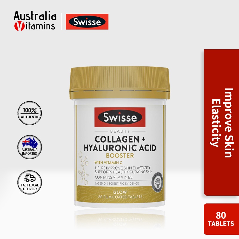 Swisse Beauty Collagen + Hyaluronic Acid Booster 80 Tablets Shopee
