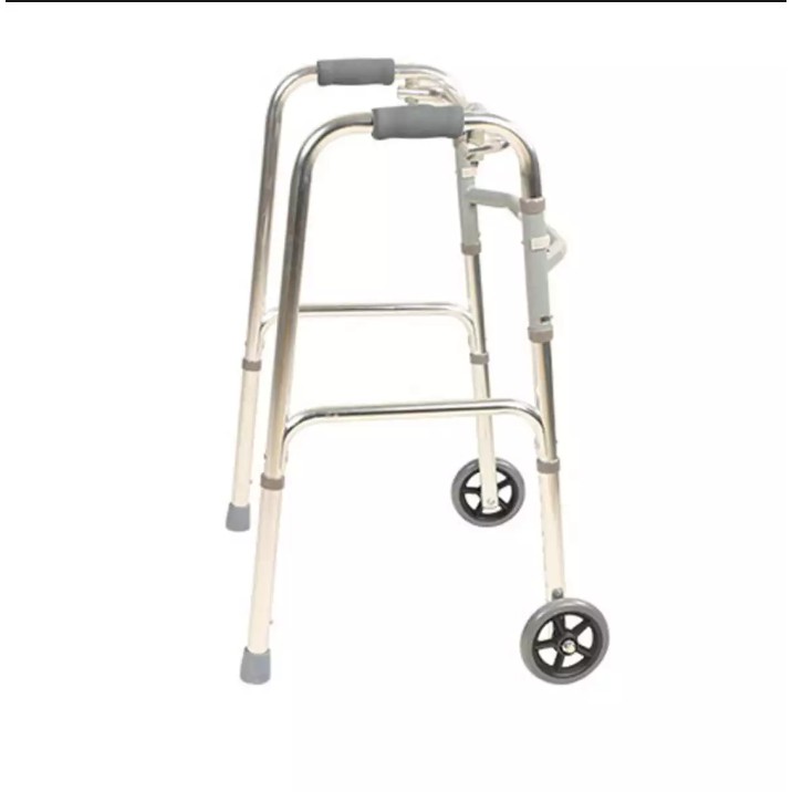 Aluminum Foldable Walking Crutch Mobility Aid Walker With 2 Wheels Frame  Adjustable Lightweight Walk | Shopee Philippines
