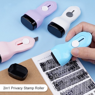 2in1 Privacy Protect Stamp Roller Steel Blade Box Opener Identity Information Cover