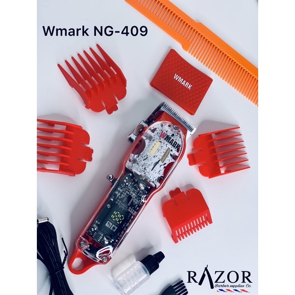 New Wmark Ng Transparent Red Hair Clipper Professional Rechargeable Hair Clipper Shopee