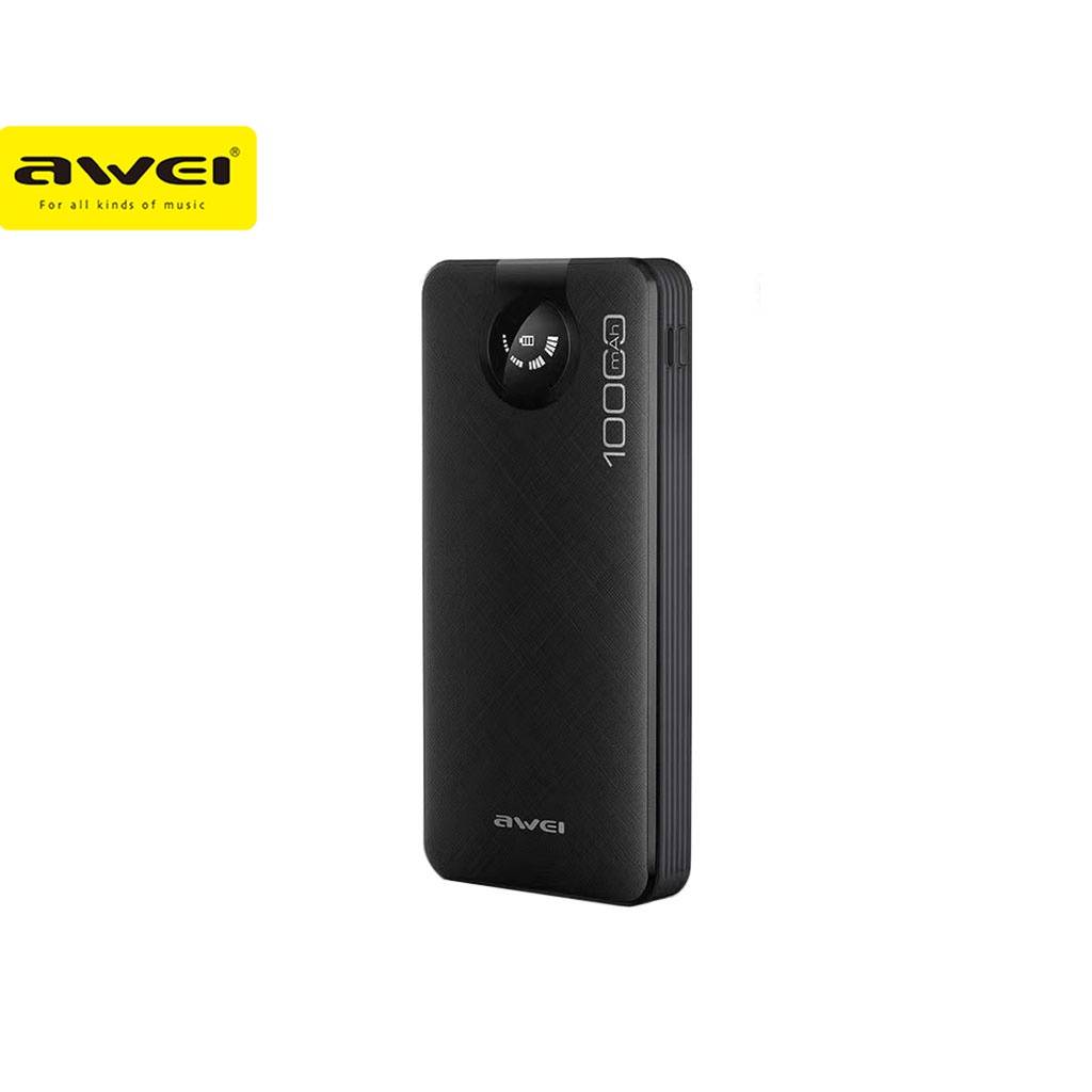 Awei P133k 10000mah Portable Powerbank Built In 4 Cables Output Power