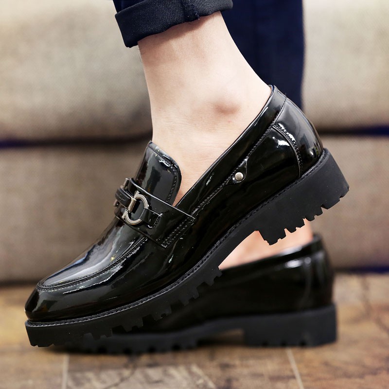 shining black leather shoes