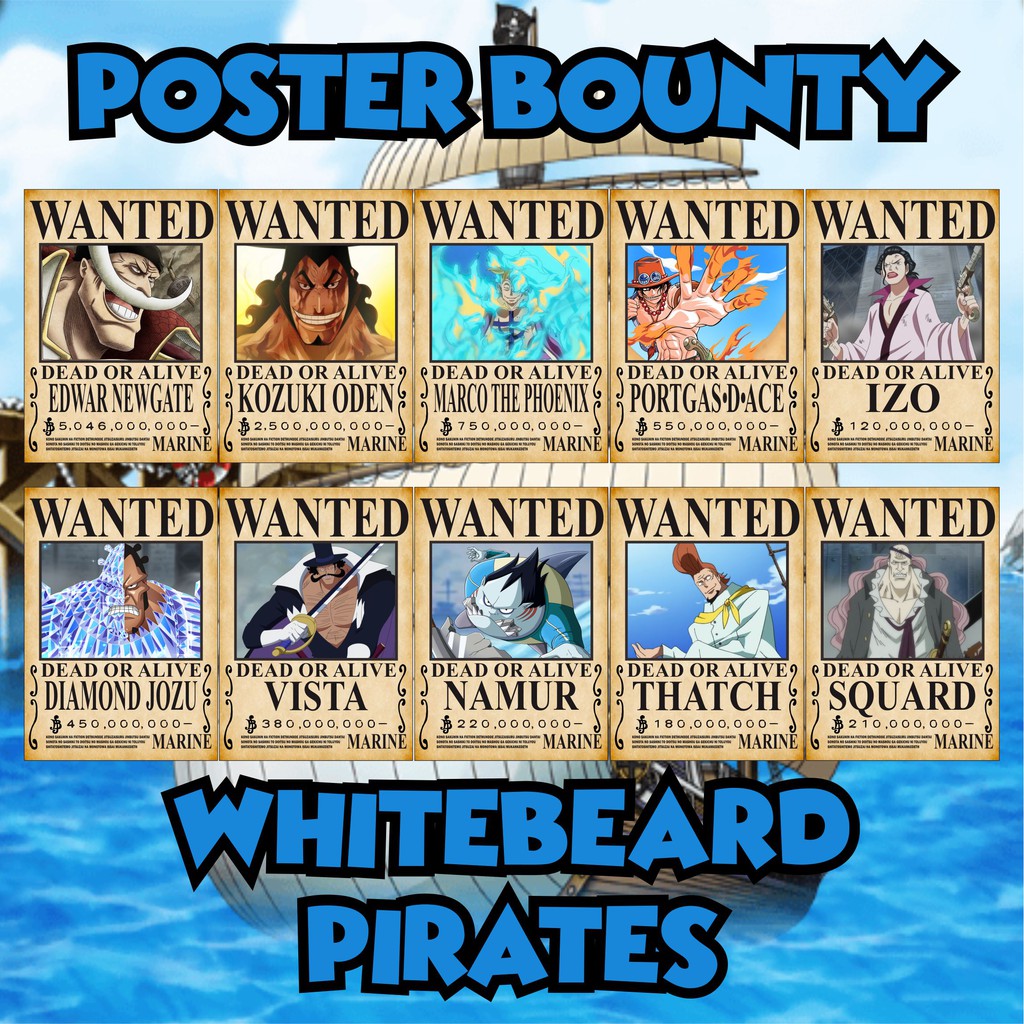 One Piece Yonko Yonkou Shirohige Whitebeard Pirates Edward Newgate Anime Bounty Art Wall Silk Cloth Poster Print 10pcs Shopee Philippines