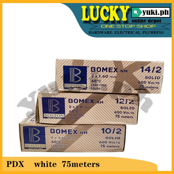 ORIGINAL BOSTON BOMEX NM 14/2, 12/2, 10/2 PDX WIRE (per box)75meters ...