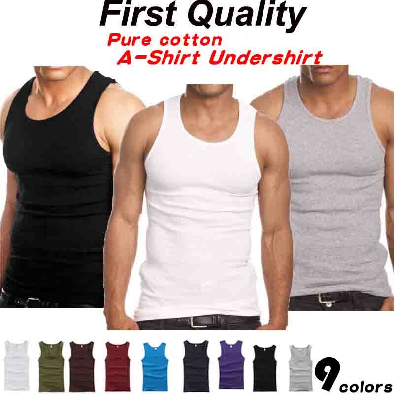 9 Colors Men Tank Top White Pure Cotton Wife Beater A-Shirt Undershirt ...