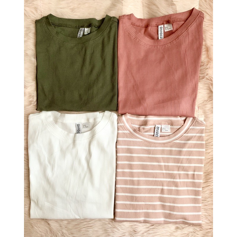 H&M Divided Ribbed Top | Shopee Philippines