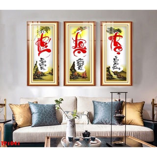 [Combo 3 Panels] Phuc Loc Tho Mirror Coated Paintings Ratio 1: 2 Hanging Living Room, Church Room - Complete Finished Painting Just Hang #5