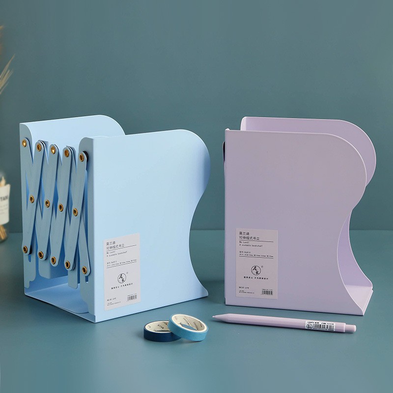 Pastel Color Metal Expandable Bookend Holder Book Stand Multi