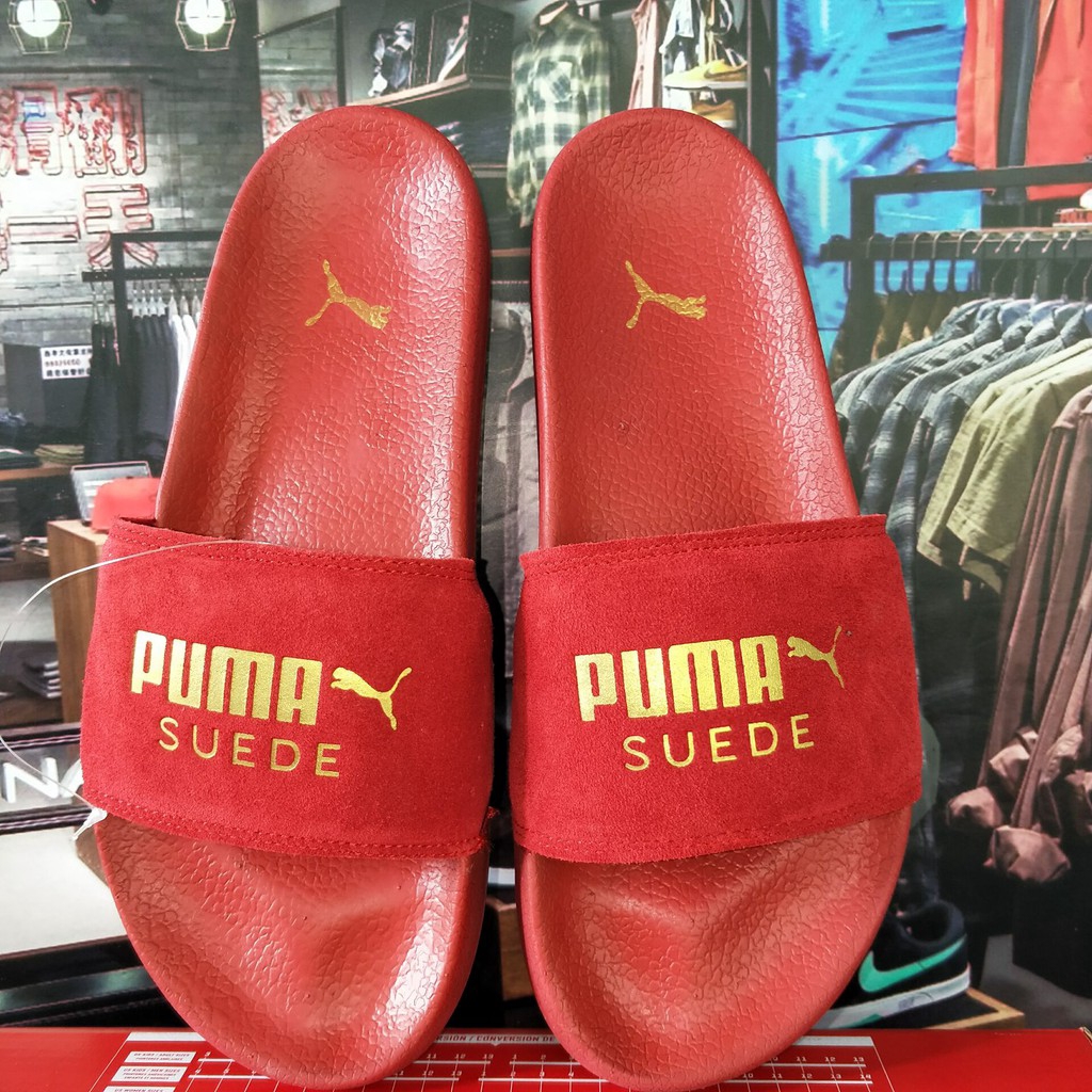 puma suede slides red