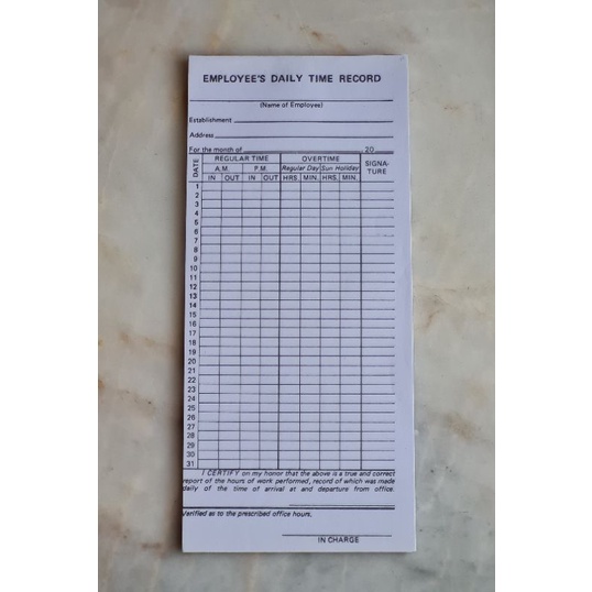 Employee's Daily Time Record DTR Form 48 Pad (5 Pads) Shopee Philippines