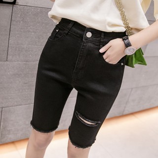 next black denim shorts