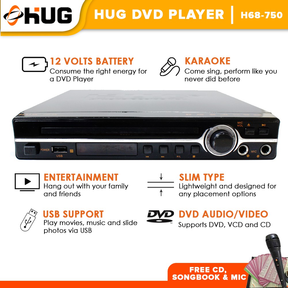 Hug Mini Dvd Player H68 750 With Songbook Cd And Microphone Shopee Philippines