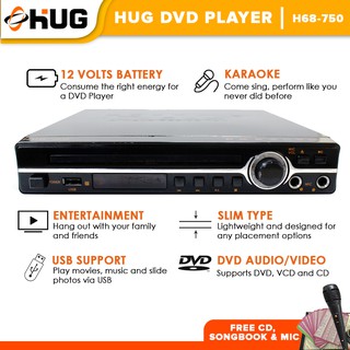 Hug Mini DVD Player H68-750 With Songbook, Cd And Microphone