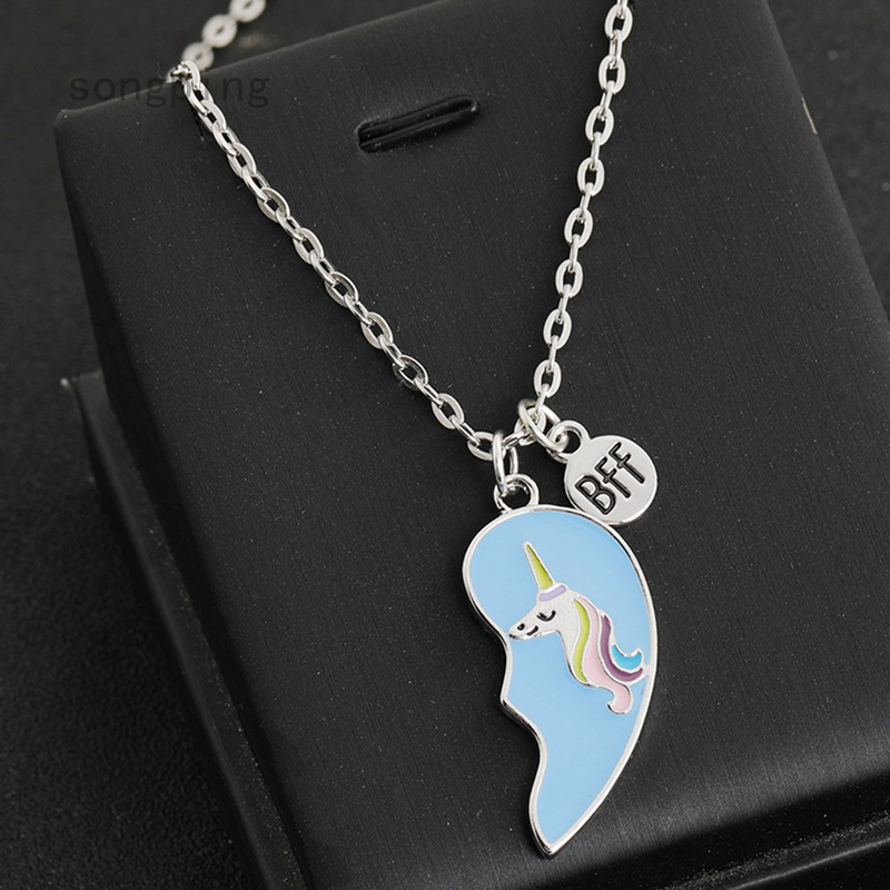 Cheerslife Best Friends Necklace for 2 BFF Teen Girls Gifts Silver Heart Broken 