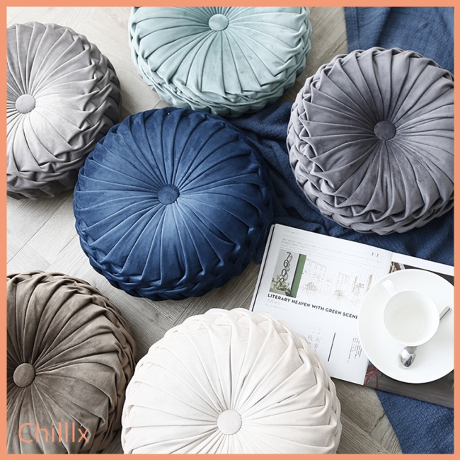 Solid Color Round Pumpkin Shape Throw Pillow For Sofa Bed Shopee