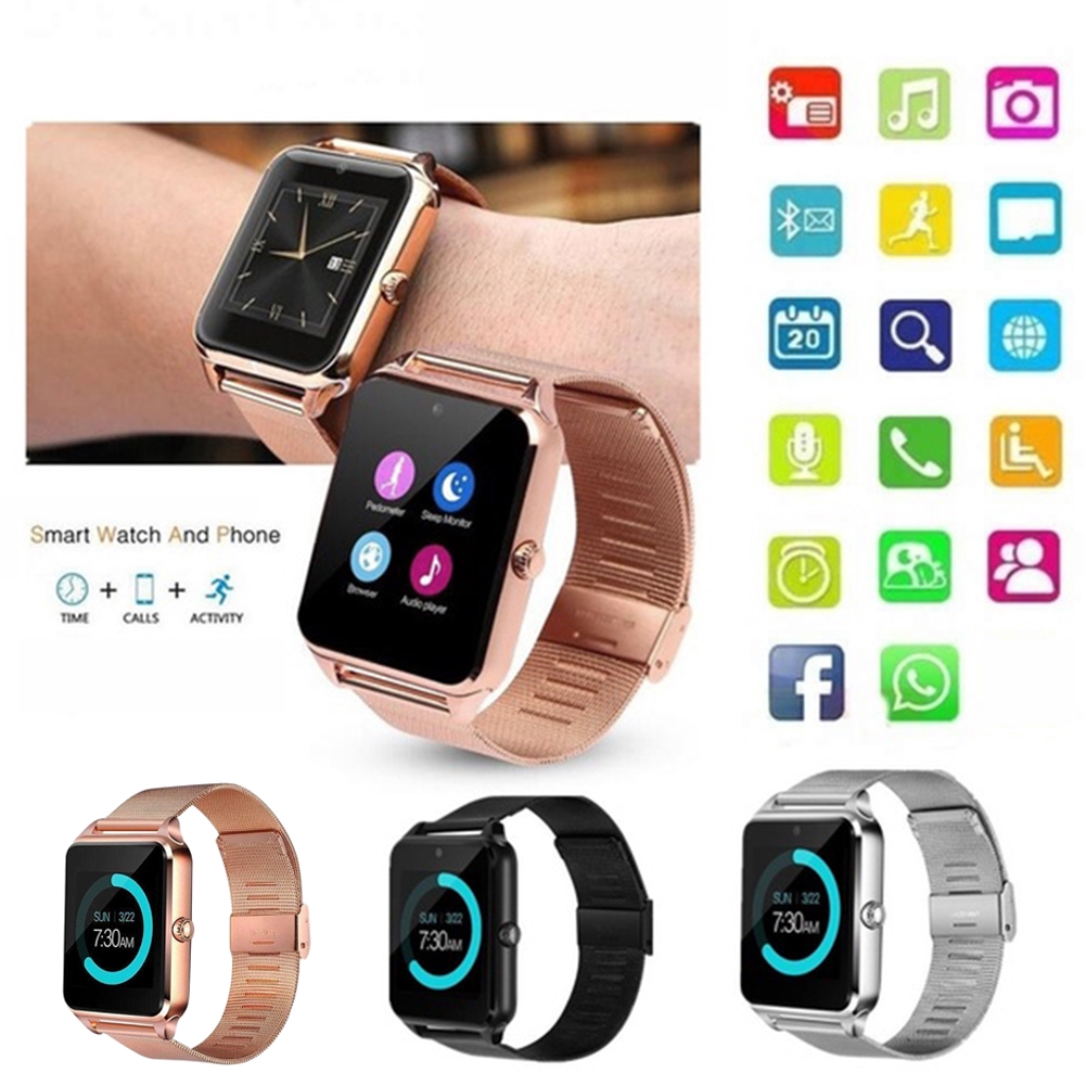 bluetooth smart watch gsm sim phone mate z60 stainless steel for ios android