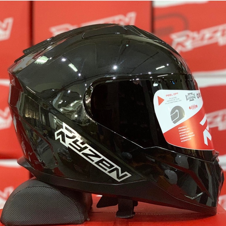RYZEN ZX650 MONO FULL FACE HELMET DUAL VISOR GLOSS BLACK Shopee