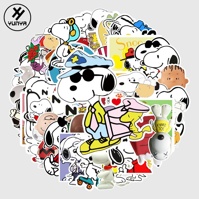 50 Pcs Cartoon Snoopy White Waterproof Sticker Skateboarding Snowboard Retro Vinyl Sticker Graffiti Notebook Sticker Shopee Philippines