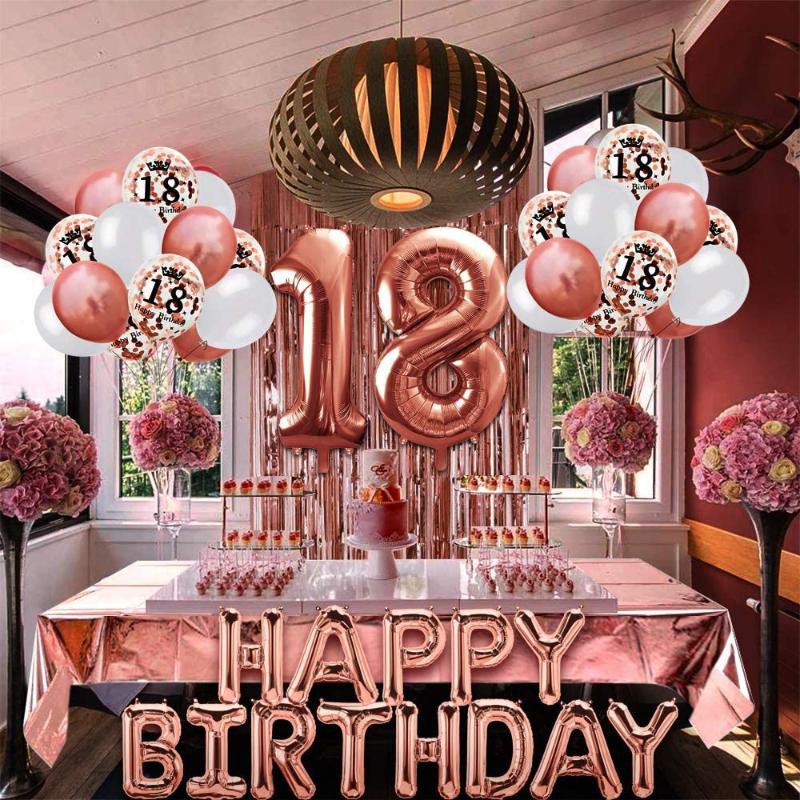 1 Set18th Rose Gold Birthday Party Decoration Happy Birthday Banner