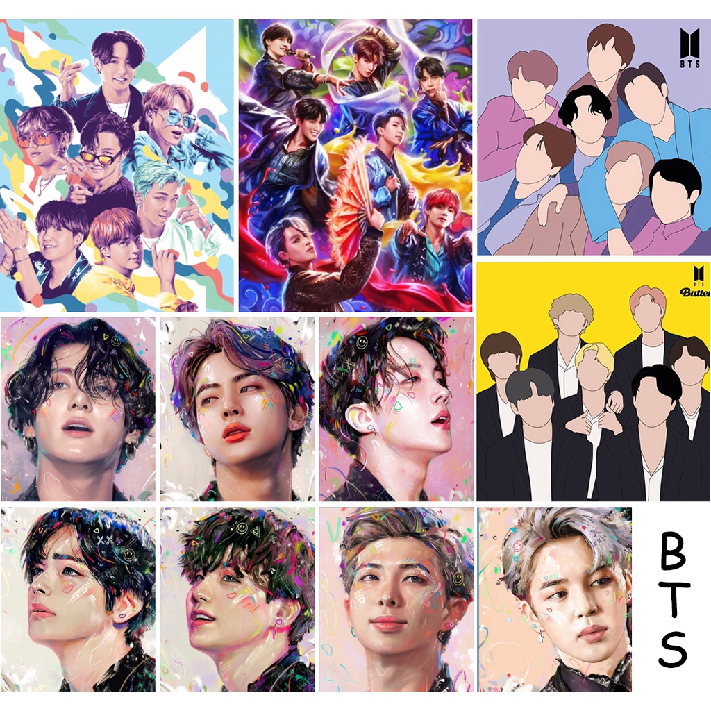 DROFE【20X20cm/40x50cm with color canvas 】BTS Paint by Numbers/painting