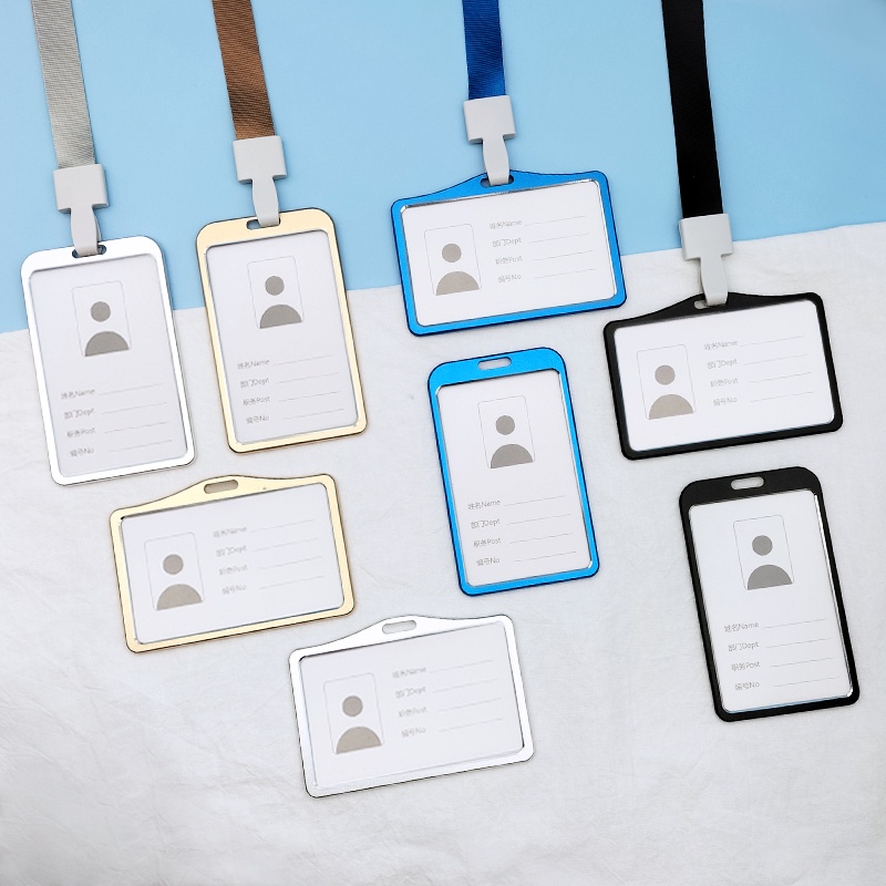 8 Style Neck Lanyard+Aluminum Horizontal Card Sleeve Protector For