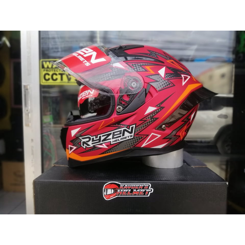 RYZEN ZX700 THUNDERVOLT RED/BLACK DUAL VISOR HELMET WITH FREEBIES