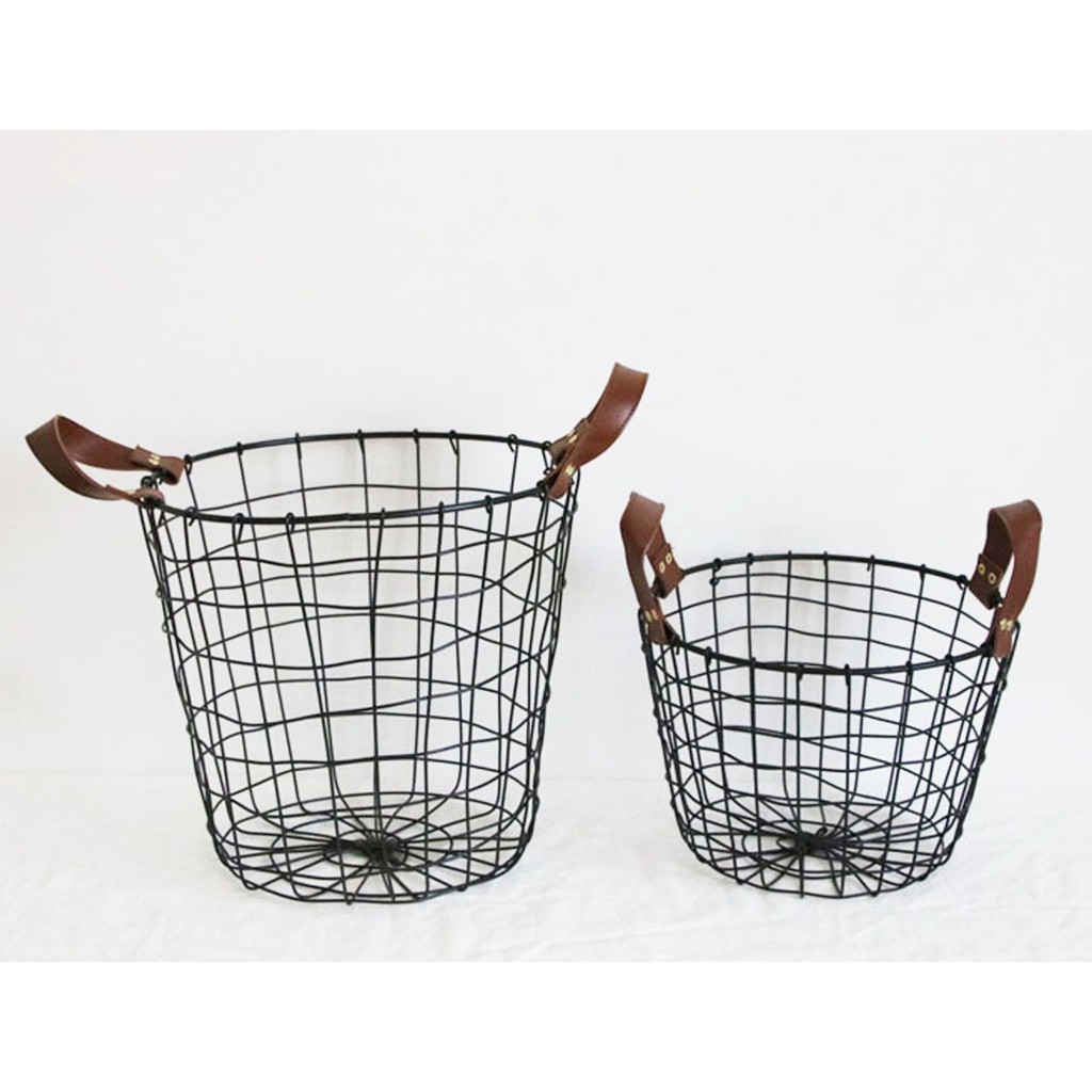 Black Metal Wire Basket Waste Paper Bin Storage Kitc Wl