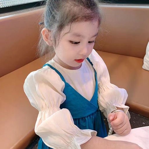 Dress For Kids Girls Autumn Clothing Dress Children's Fake Two-Piece Suspender Stitching Fashionable Dress Kids Dress For Girls