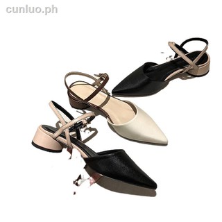 ♝◕Women's Thick Heel Pointed Rubber Shoes Strappy High Heels Ladies Korean Fashion Minimalist Sandal