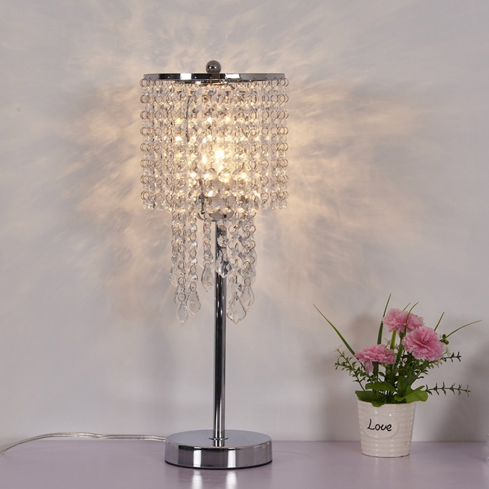silver crystal table lamp