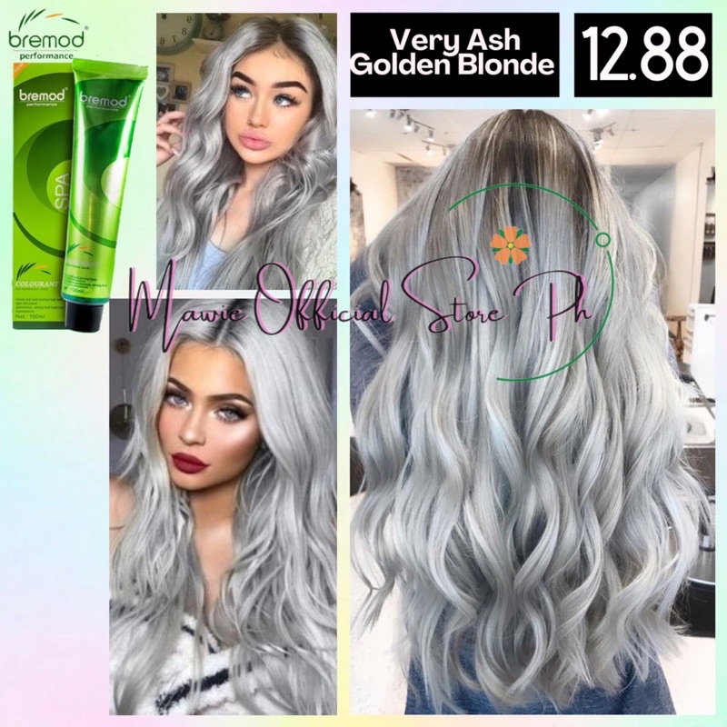 BREMOD Hair Color 12/88 VERY ASH GOLDEN BLONDE 100ml SET with Oxidizer ...