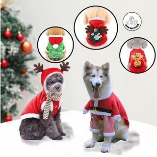 WOWPETSCLUB Christmas Pet Dog Cat Clothes Santa Reindeer Costume Set Clothing Puppy Coat Jacket