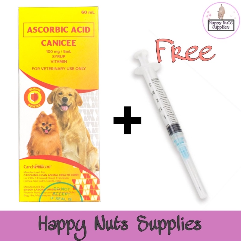 Canicee Ascorbic Acid w/ FREE Syringe 60mL Vitamin Syrup for Dogs & Cats Shopee Philippines