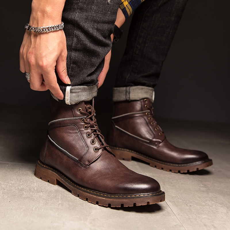 mens casual leather boots