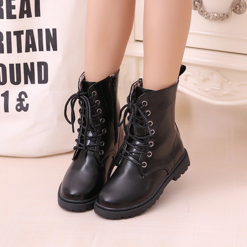 Size 27-42 Infant Kid Shoes Black Military Boots Girls Fashion Casual Boots  School Display | Shopee Philippines