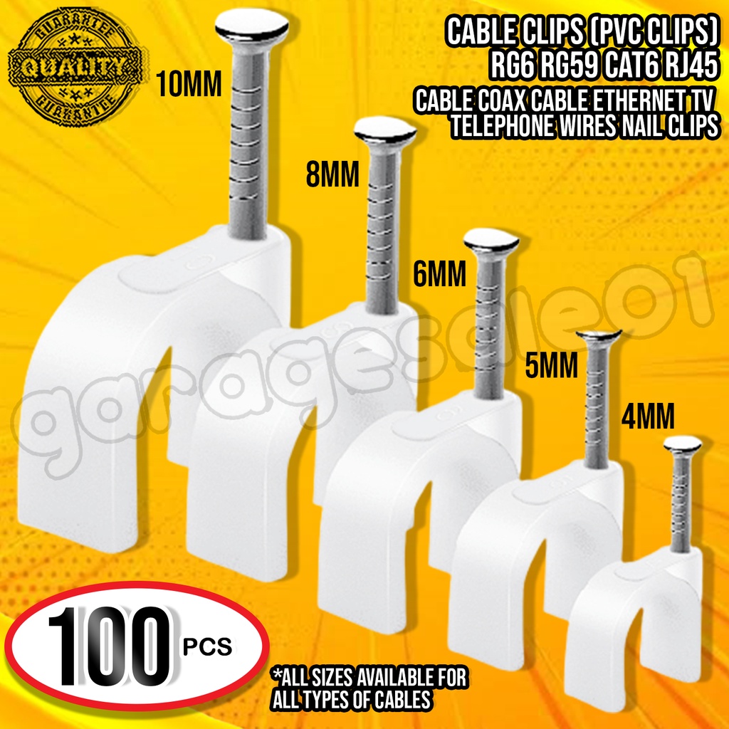 thumbnail image 2 of 200-Pack 6mm Plastic Cable Clips - Nail-in Wire Organizers For Ethernet & RG6 Cables 2 of 13
