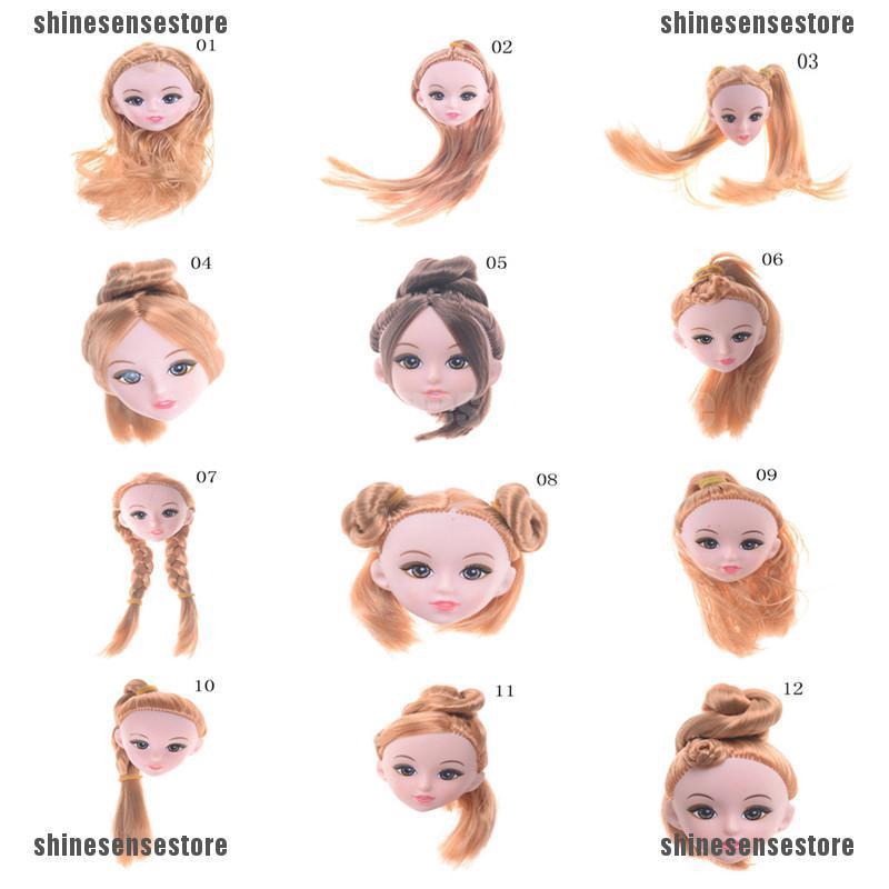 Barbie Doll Head With Colorized Straight Hair Various Hairstyles Diy Accessories