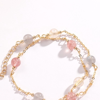 「Wrist Rainbow」Double-Layer  Bracelet for Women Strawberry Quartz Moonstone Attracting Male Stable Love Bracelet Ornament #3